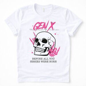GenX Skull Graphic T Shirt Trendy Boutique Style Tee Women Gift White